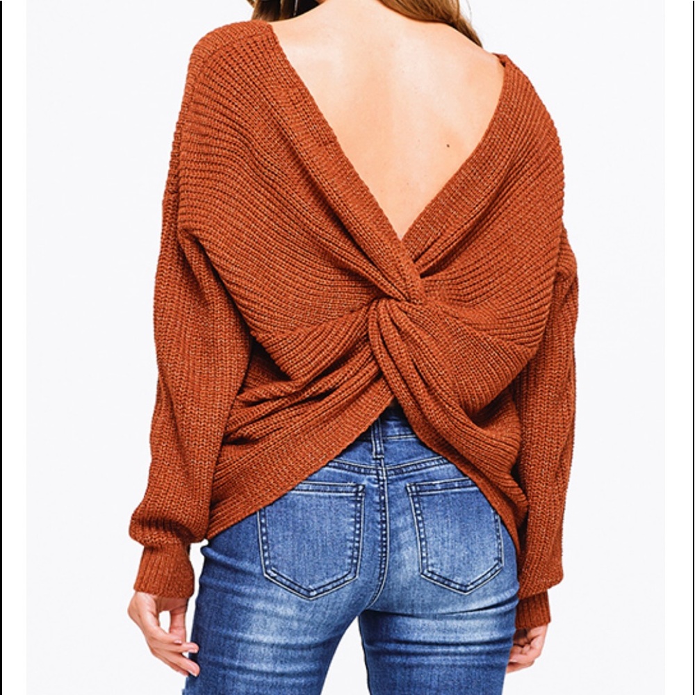ARRIVEDV-Neck Twist Knotted Sweater Top! - Picture 4 of 6
